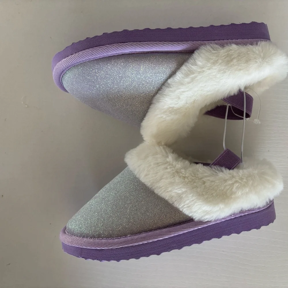 Magellan Outdoors Sparkly Lavender Kids hard sole Slippers
